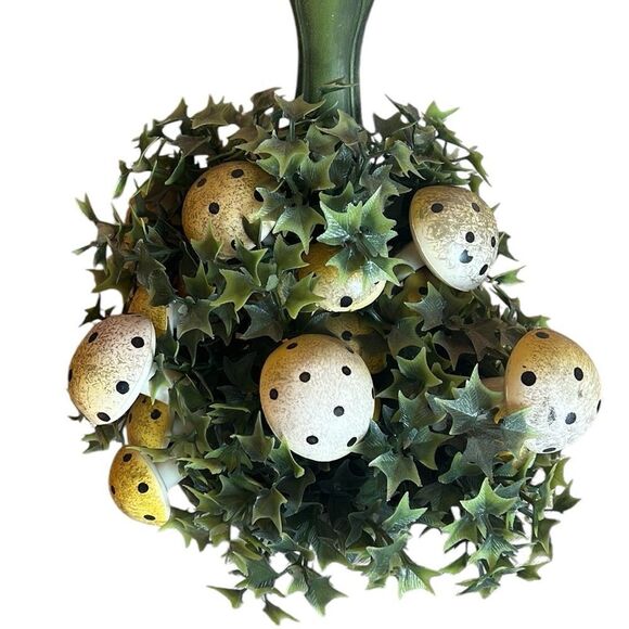 Vintage Mushroom Wall Hanging Green Iron MCM Mid Century Modern Polka Dot READ - Picture 2 of 8